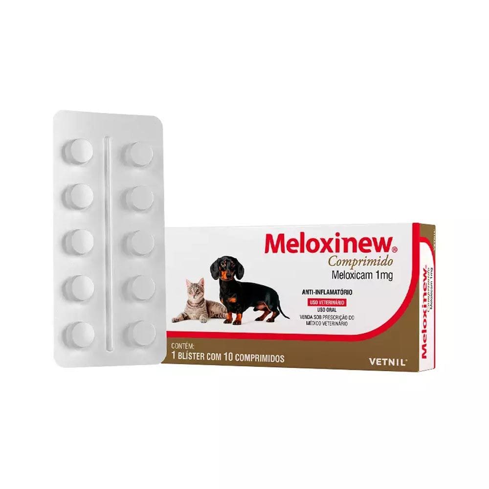 Meloxinew Cães e Gatos 1mg Vetnil 10 Comprimidos