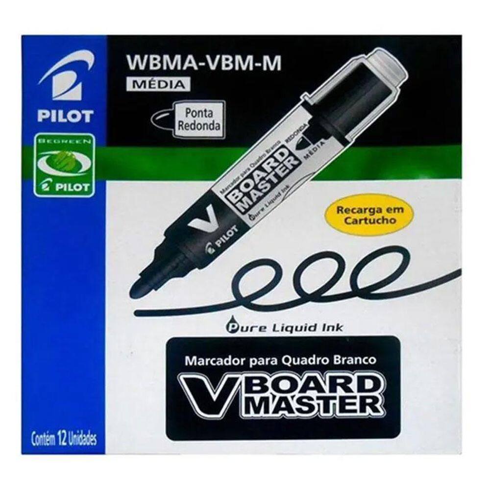 Caixa de Pincel Marcador para Quadro Branco Recarregável Board 12 Unidades Vermelho - Pilot