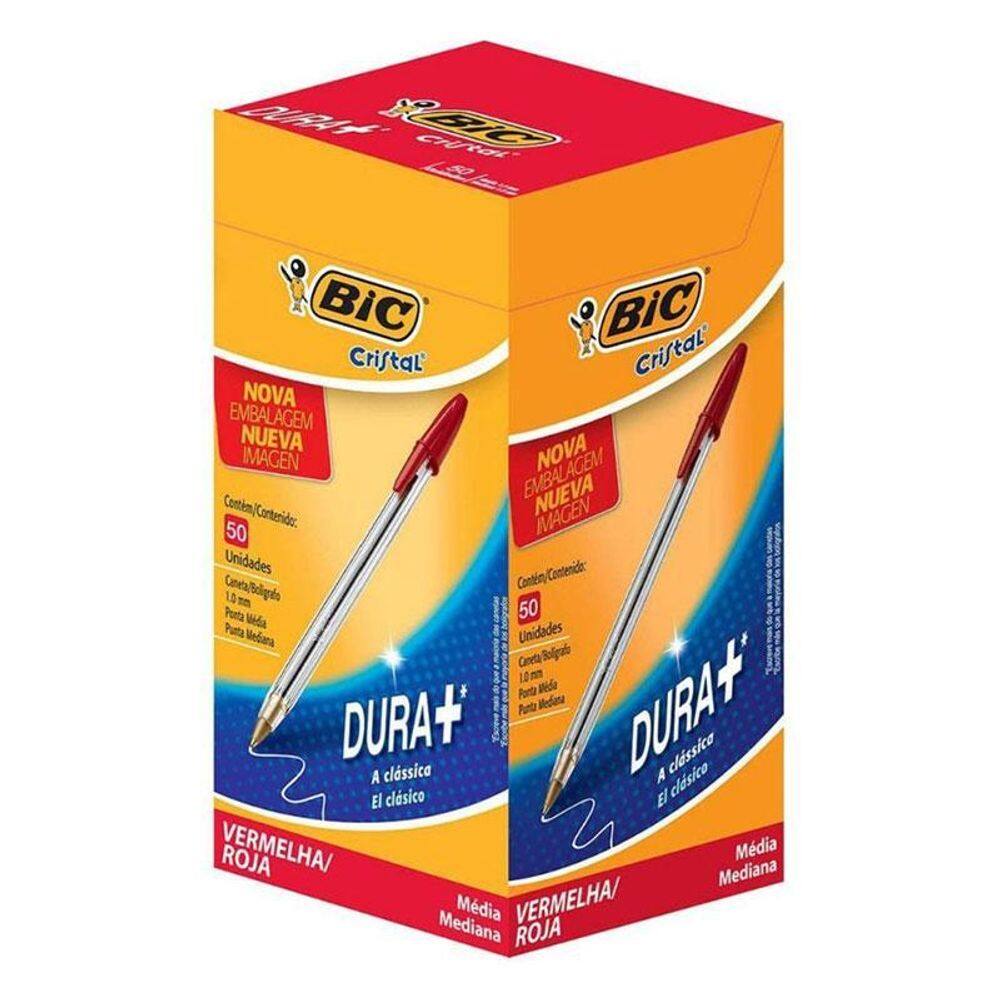 Caixa de Caneta Esferográfica Cristal 1.0mm 50 Unidades Vermelha - Bic
