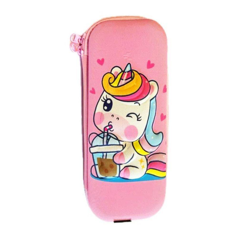 Estojo Escolar Infantil Unicórnio Rosa - VMP