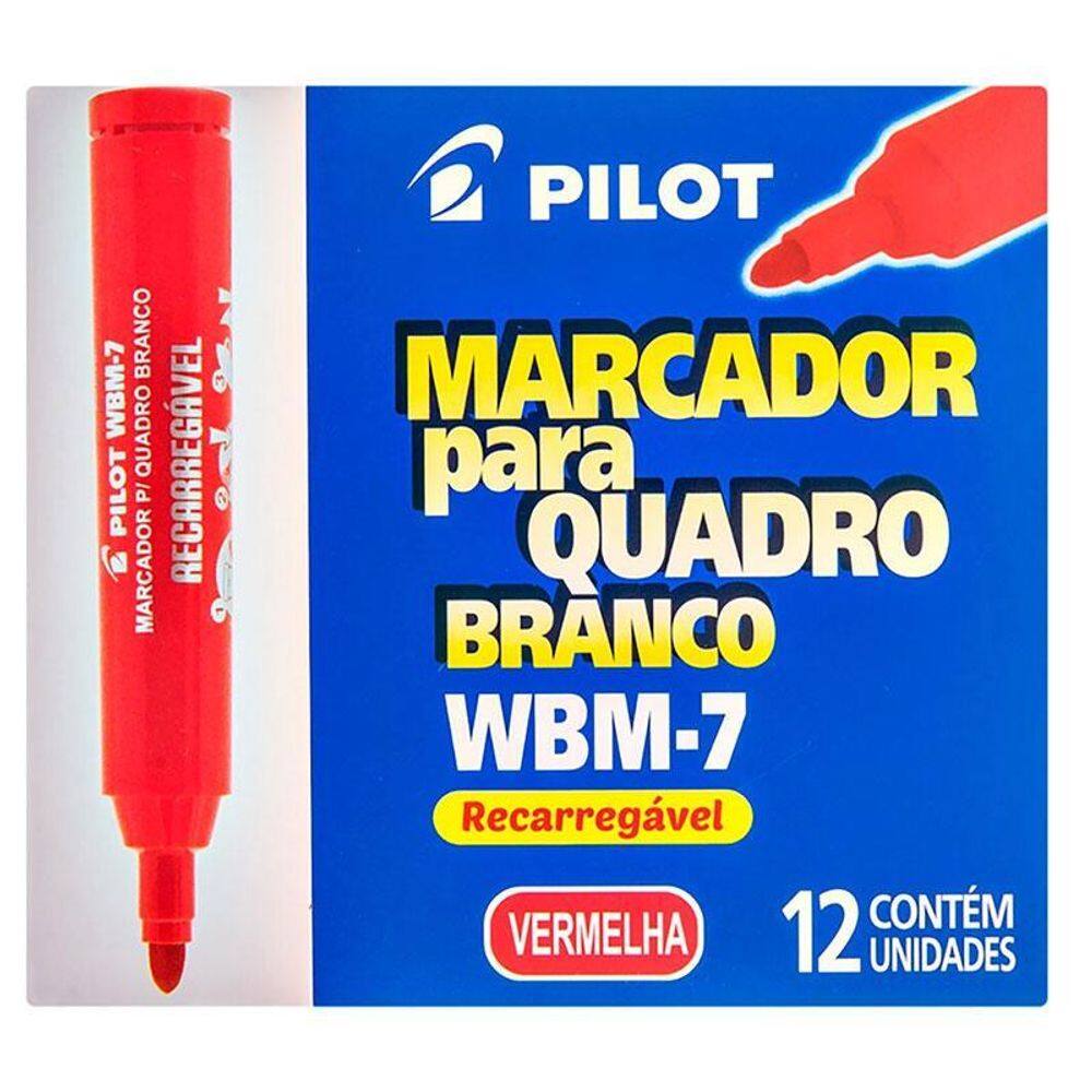 Caixa de Pincel Marcador para Quadro Branco Recarregável WBM-7 12 Unidades Vermelho - Pilot