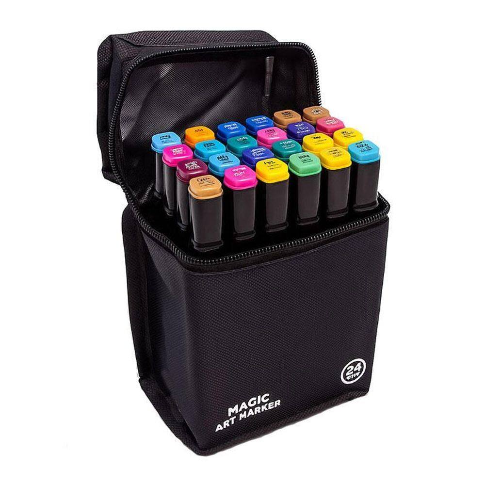 Caneta Marcadora Touch Magic com Ponta Dupla 24 Cores - Art Marker