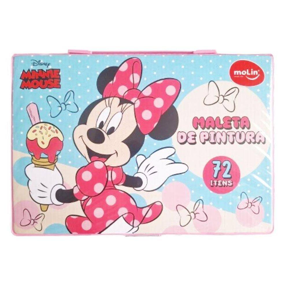 Estojo Maleta de Pintura Infantil Minnie 72 Peças Sorvete Rosa - Molin