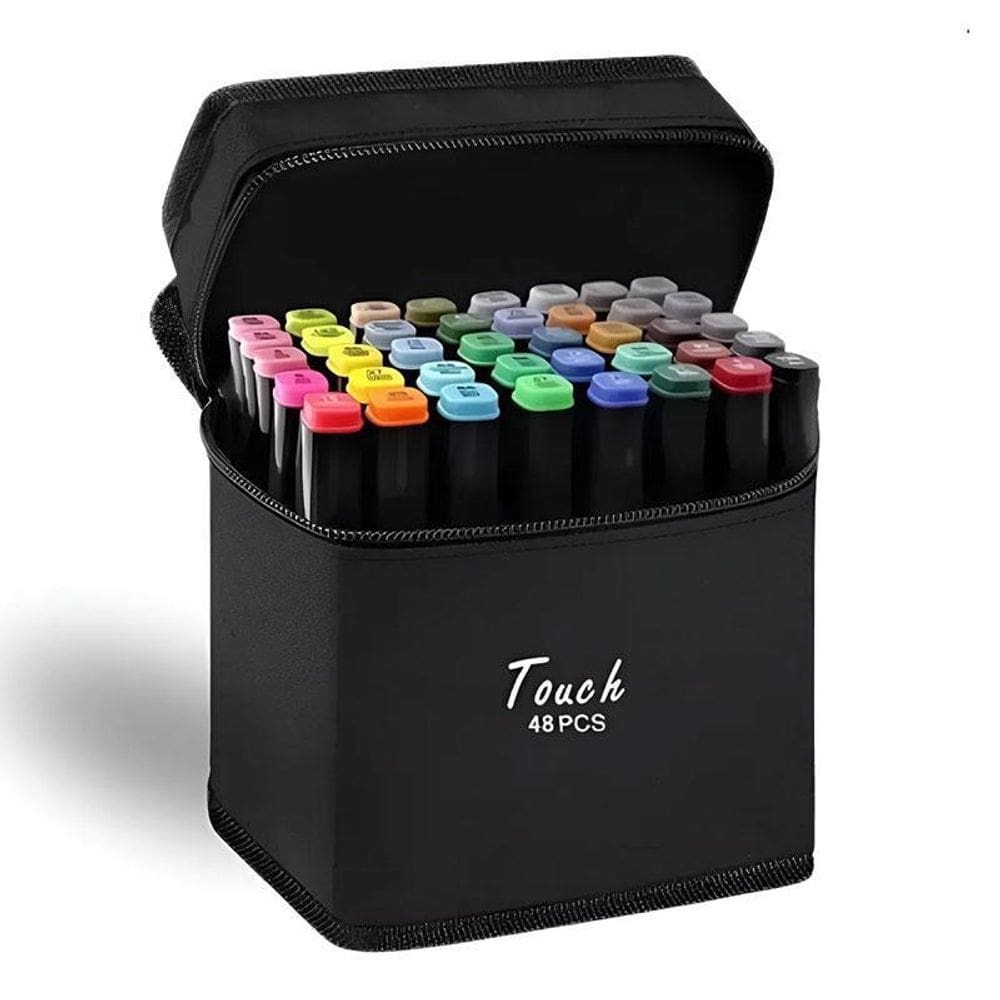 Caneta Hidrográfica Touch Jet com Ponta Dupla 48 Cores - Touch
