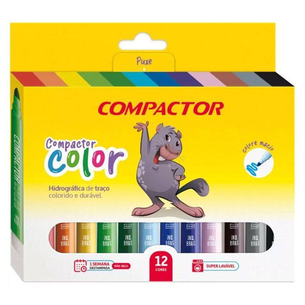 Canetinha Hidrográfica Color 1582315 12 Cores - Compactor