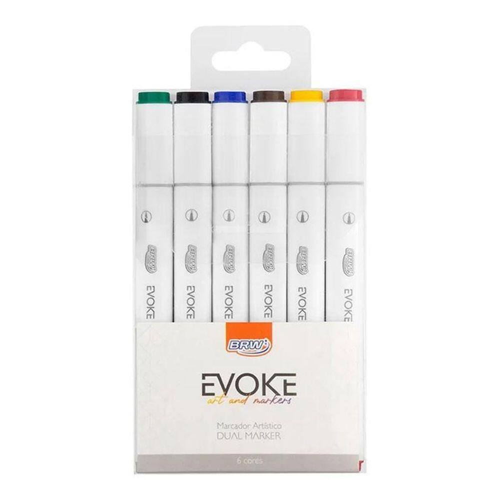 Caneta Marcadora Artística Dual Marker DM0601 6 Cores - BRW