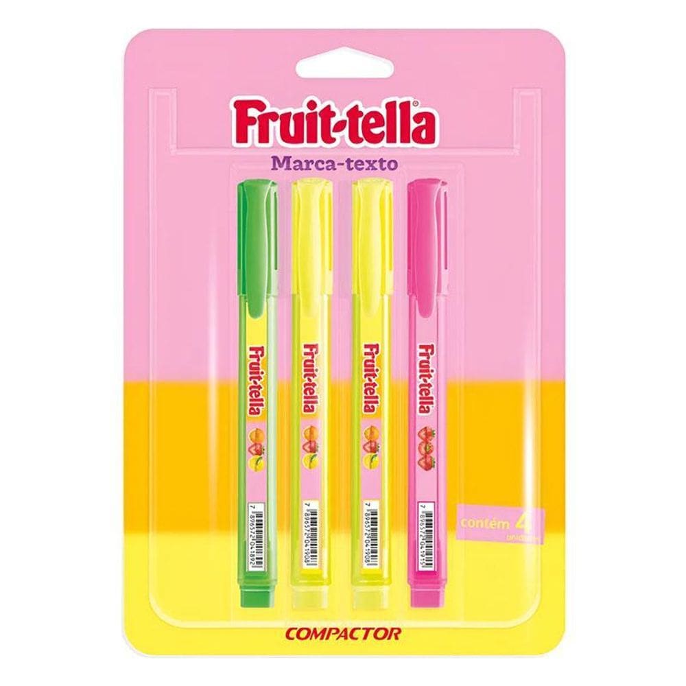Marca Texto Fruit-Tella com Cheirinho 4 Unidades - Compactor