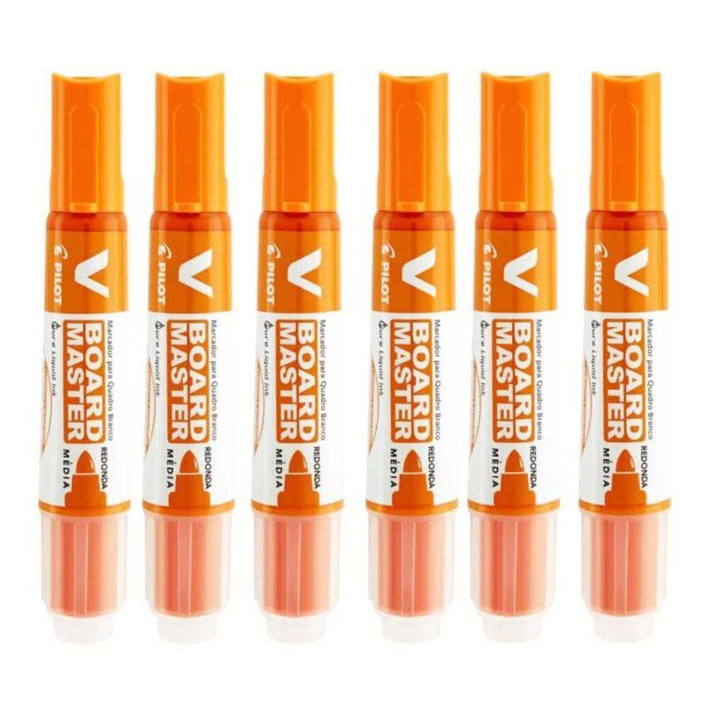 Pincel para Quadro Branco Recarregável Board Master Laranja 6 Unidades - Pilot