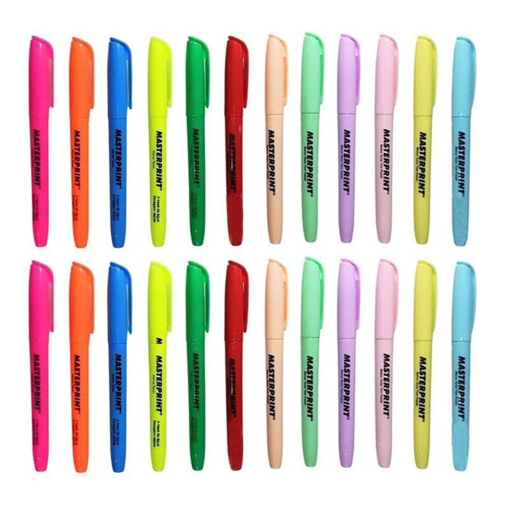 Marca Texto MP612 Neon e Pastel 24 Unidades - Masterprint