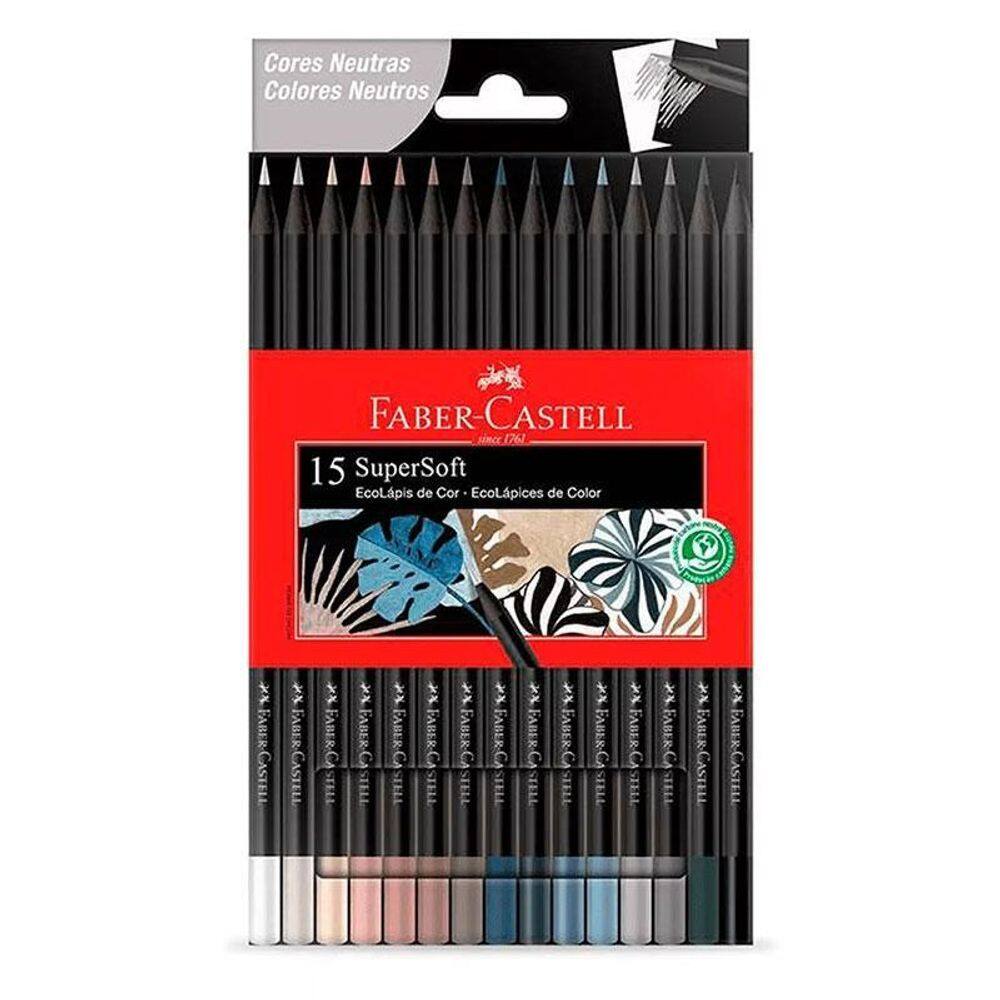 Lápis de Cor Ecolápis Supersoft 120715SOFTCN 15 Cores Neutras - Faber Castell