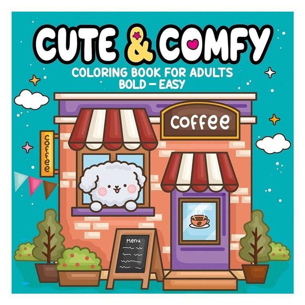 Livro para Colorir Coloring Book For Adults Bold Easy Coffee - Cute & Comfy