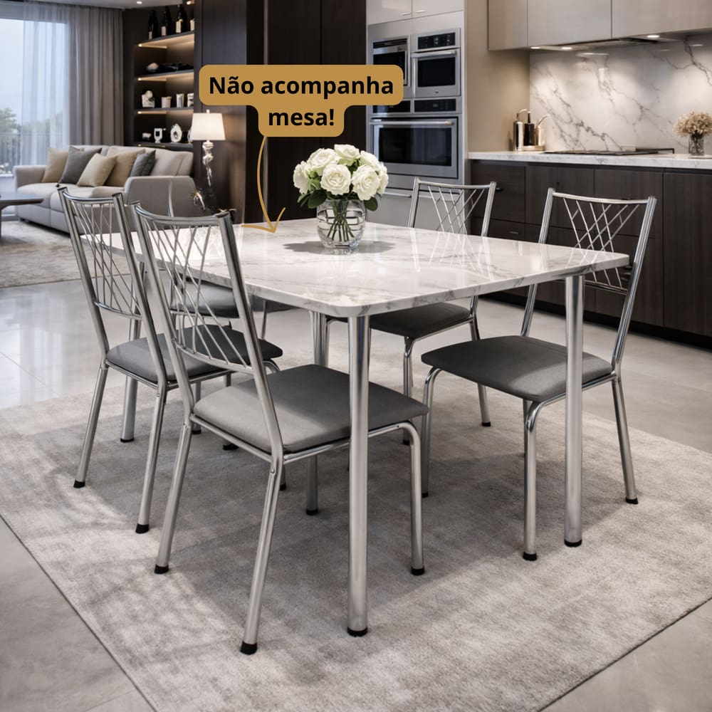 4 Cadeira Slin Cromada Sala Jantar Cozinha Gourmet Moderna