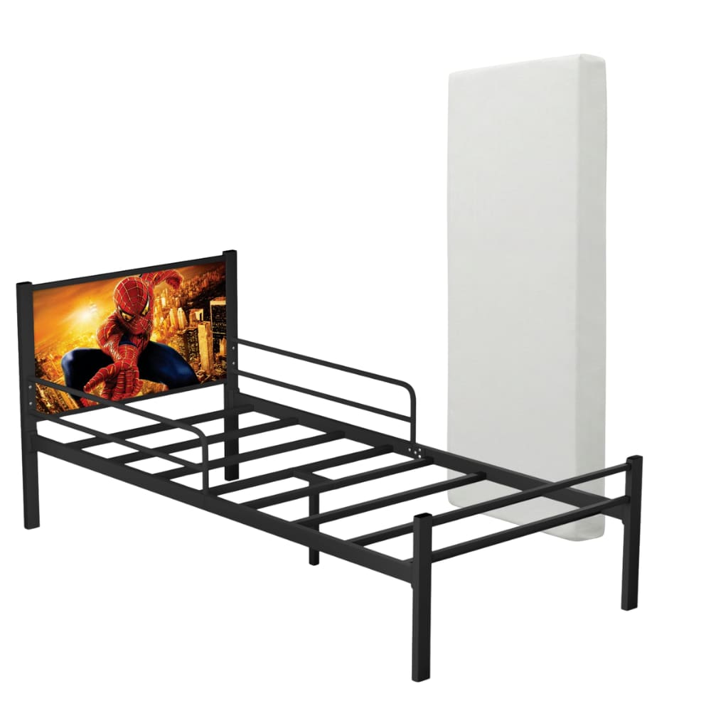 Cama Infantil Adesivada De Aço Industrial Com Grade De Proteção e Colchão