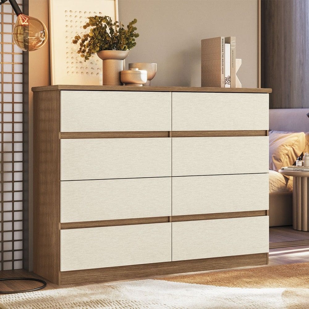 Cômoda Salton 8 Gavetas Jatoba/Areia - Pnr Móveis