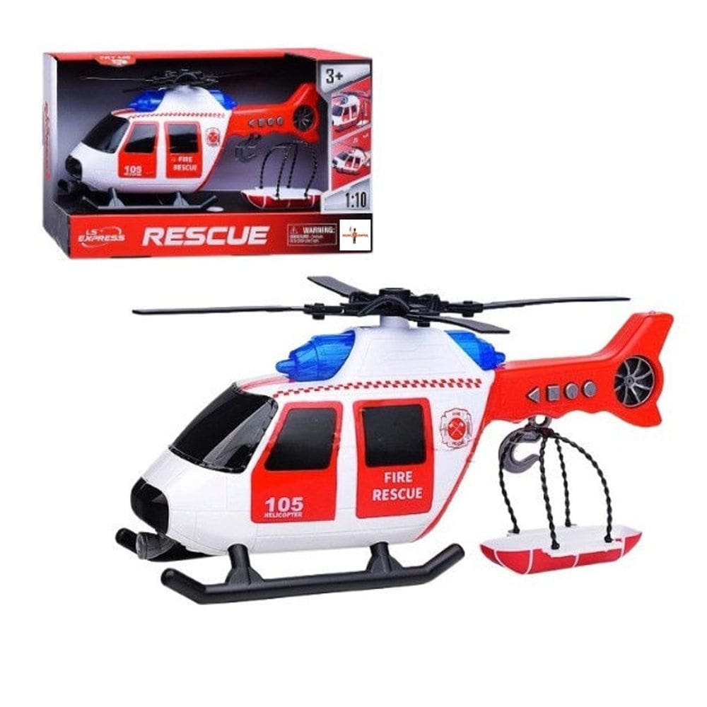 Helicóptero Bombeiro 1:10 com Guincho de Resgate Luz e Som - Brink Center