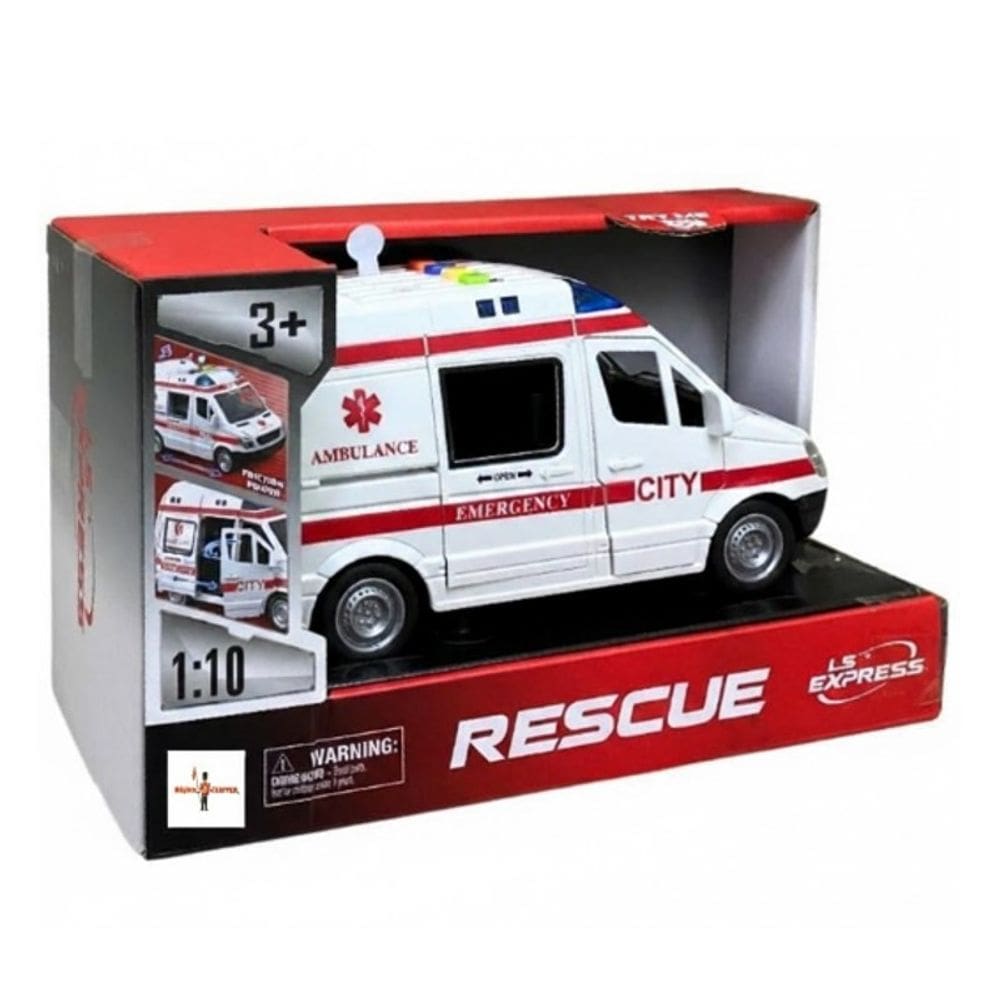 Carro de Ambulância com luz e som 1:10 Fricção - Brink Center