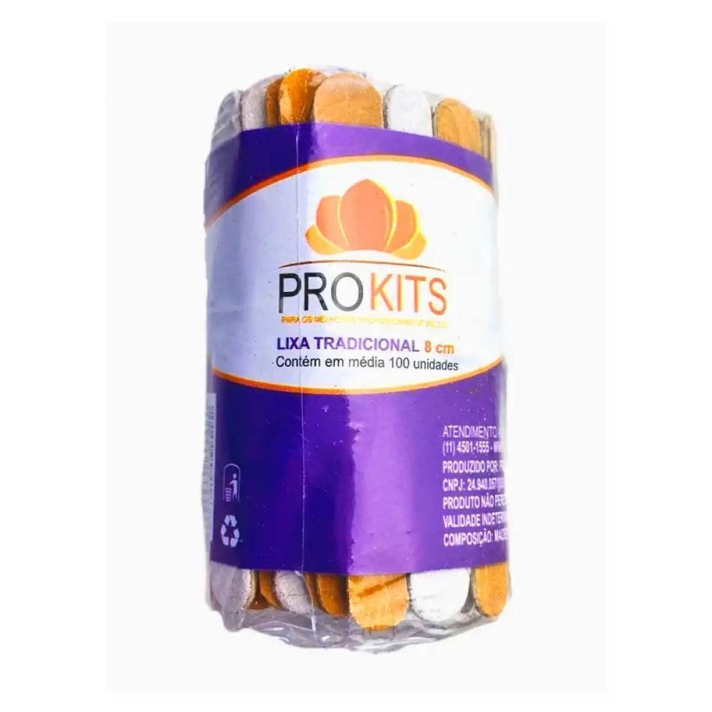 Lixa De Unha Tradicional 8cm Com 100un Prokits Ref 173