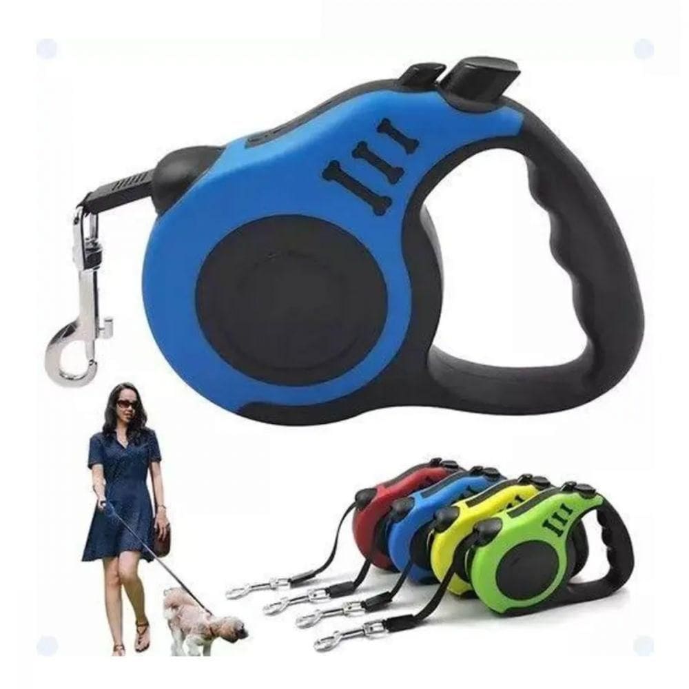 Coleira Guia Retrátil Cachorro Passeio Pets 3 Metros