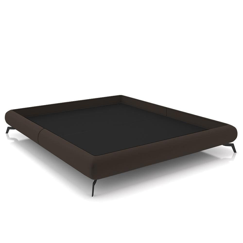 Cama Queen Base Box 158x198cm Pés De Ferro Cold P02 Veludo Marrom - Mpozenato