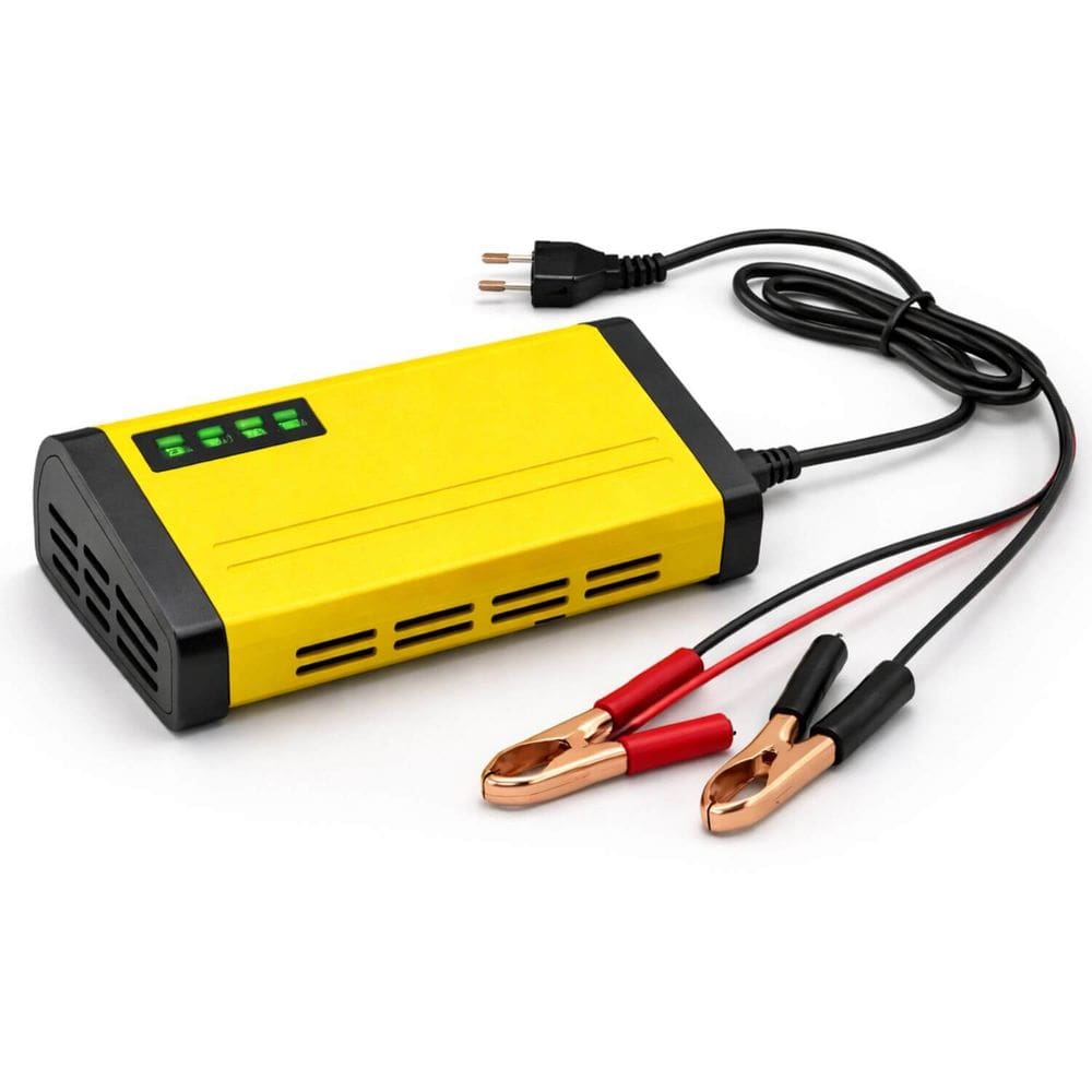 Carregador de Bateria 12V Automotivo Bivolt Universal Para Carro Moto Triciclo Baterias Seca e Líquida Portátil