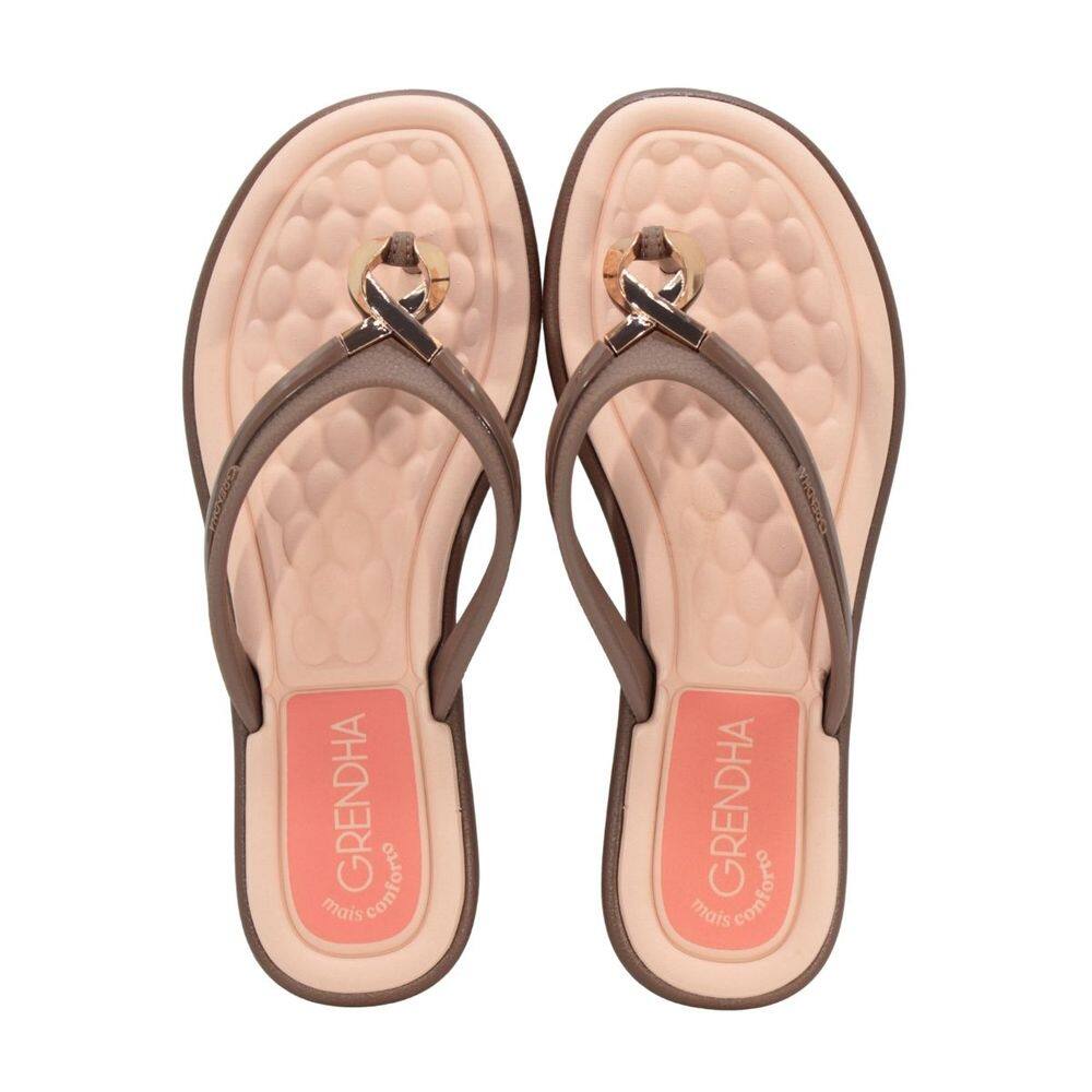 Tamanco Rasteira Grendha Mais Conforto Enlac Marrom