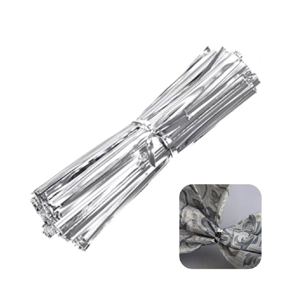 100 Unidades Amarrilho 11cm Fecho Lacre Metalizado Prata