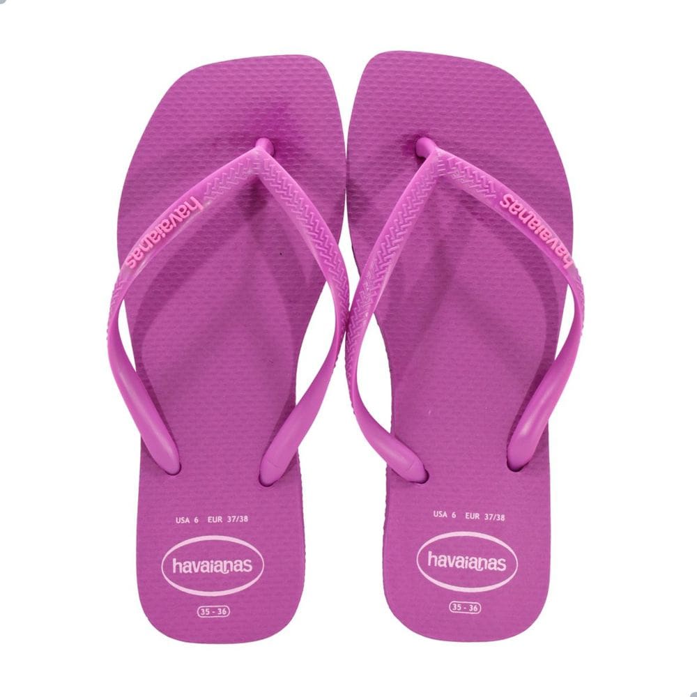 Chinelo Havaianas Slim Square Log Pop Up Rosa