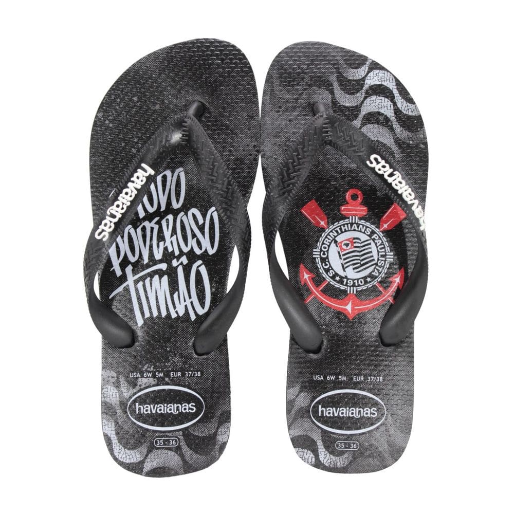 Chinelo Havaianas Top Times Corinthians Preto