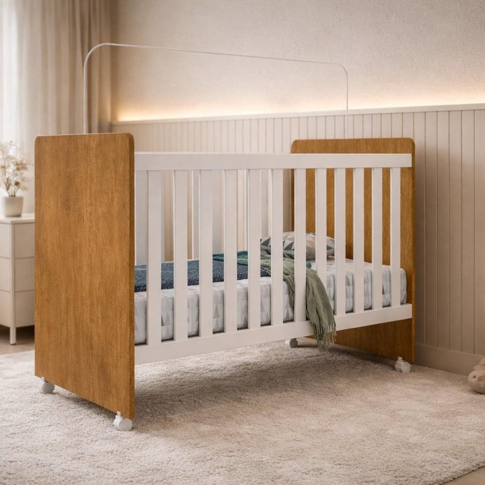 Berço Mini Cama 97cm x 132,8cm Catatau New Nature / Branco