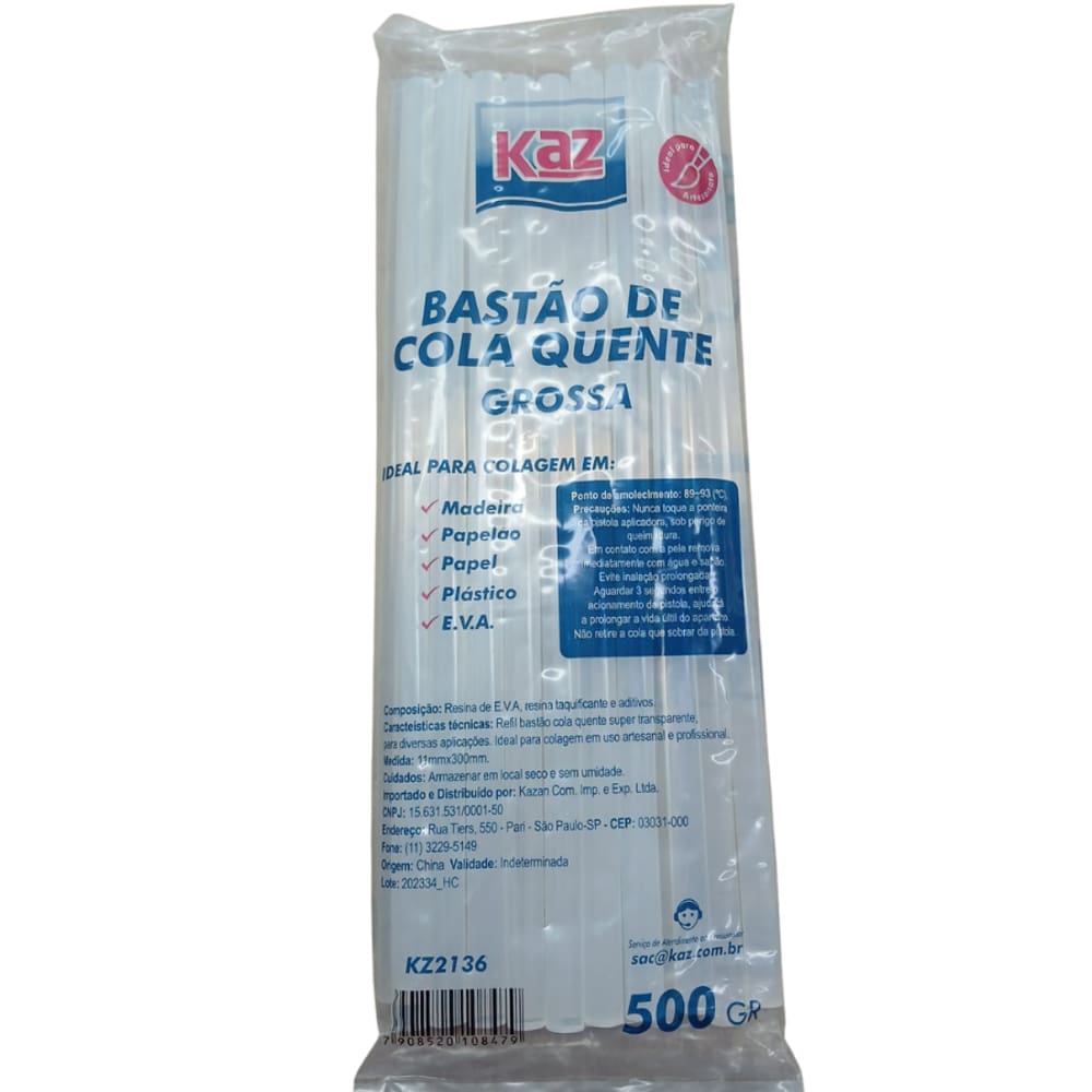 Refil Bastão de Cola Quente GROSSA  Pacote 500g - KAZ