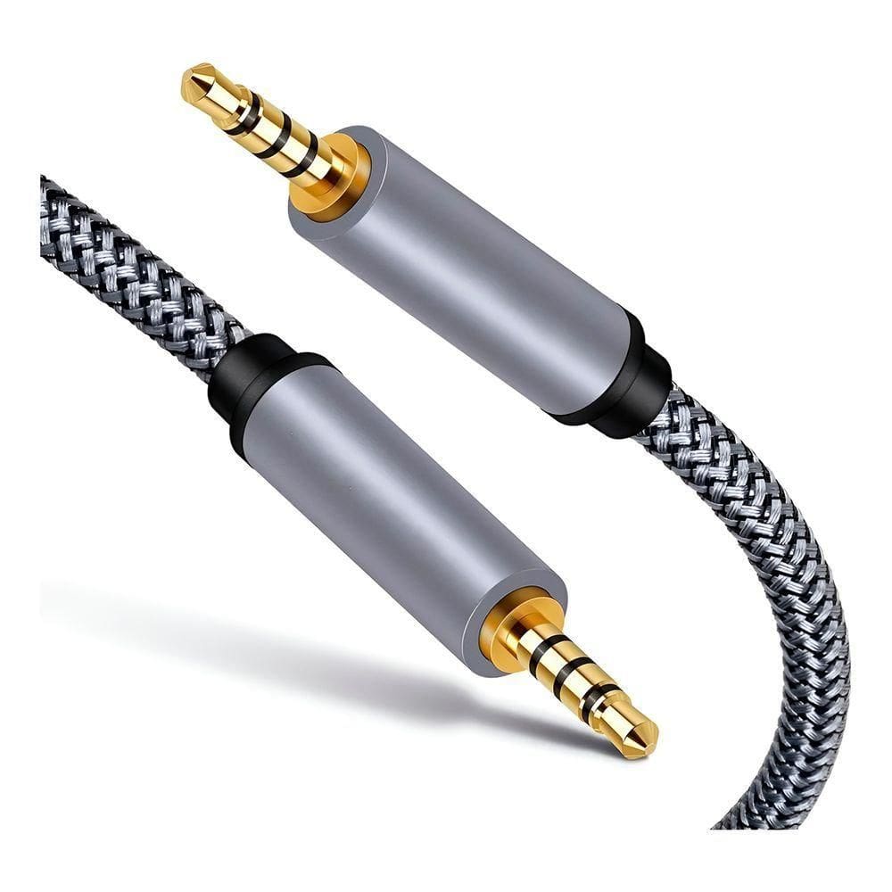 Cabo Auxiliar P2 Premium Trançado Resistente Com Pontas Banhadas A Ouro – 1 Metro