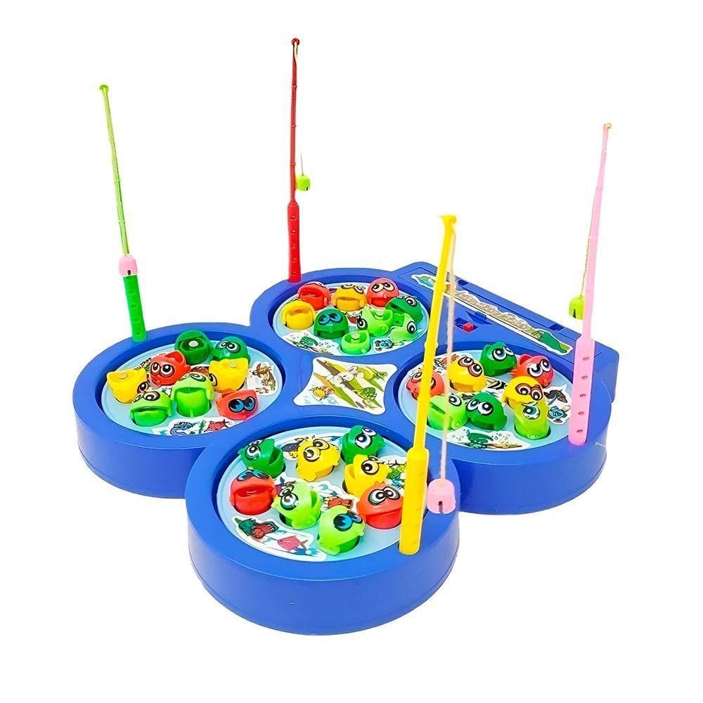 Brinquedo Pescaria Pega Peixe 32 Peixes 4 Varas Coloridos - Jogo De Pescaria Infantil Com Som