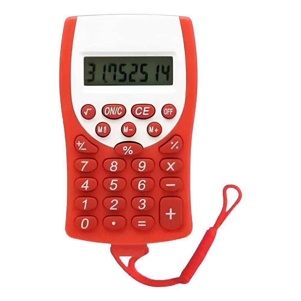 Mini Calculadora De Bolso Cordão 8 Dígitos Cálculo vermelho