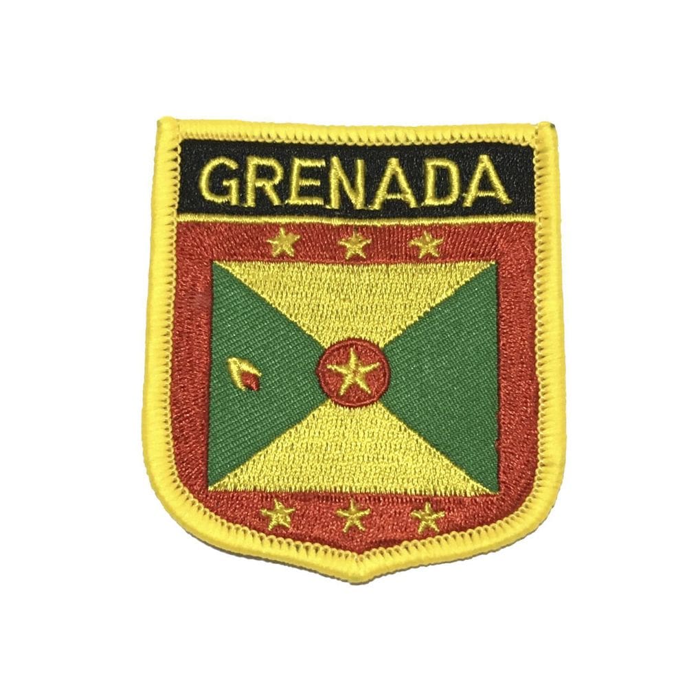 Patche Aplique Bordado Escudo Da Bandeira De Granada 6X7 Cm