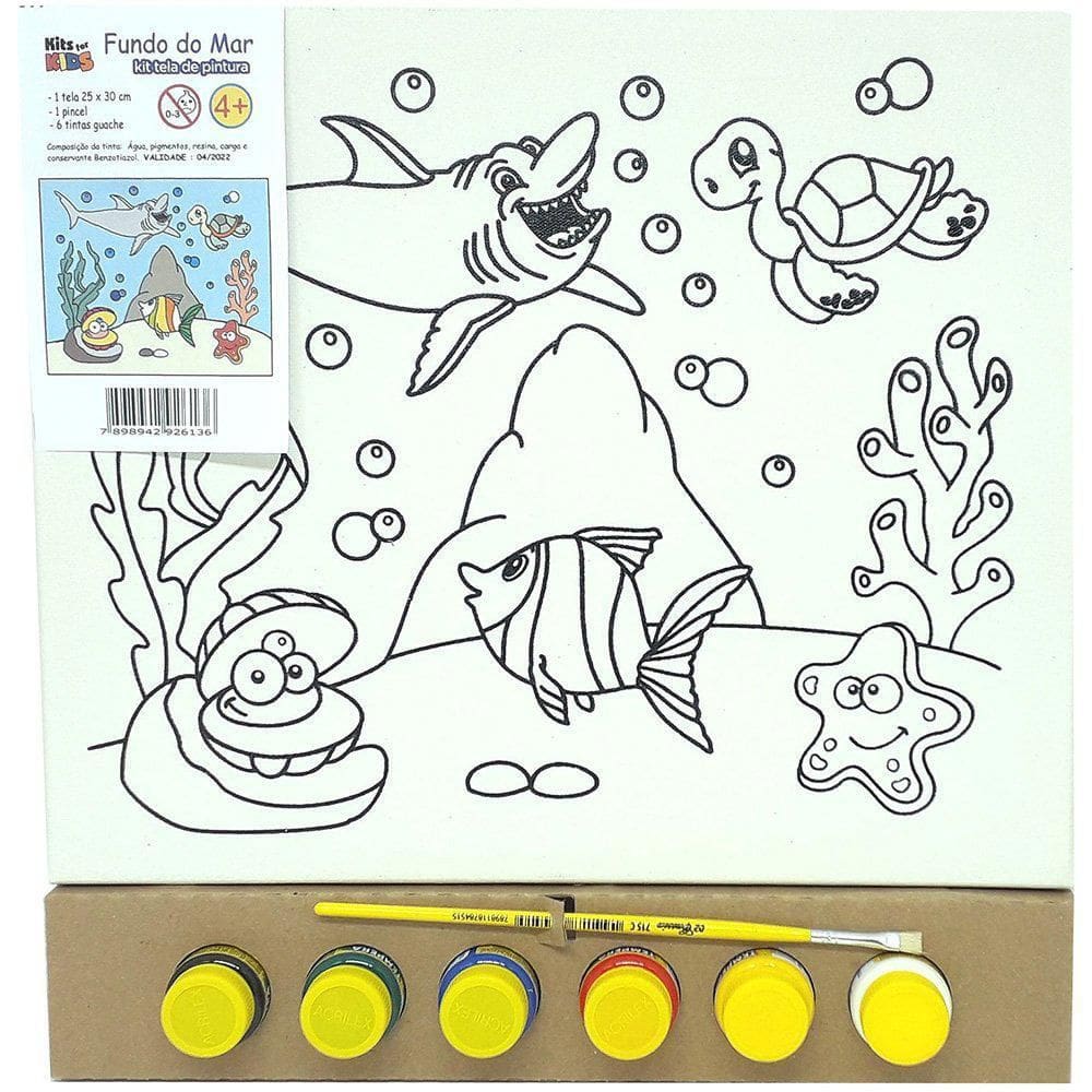 Kit Pintura Tela 25X30Cm Fundo Do Mar - Kits For Kids