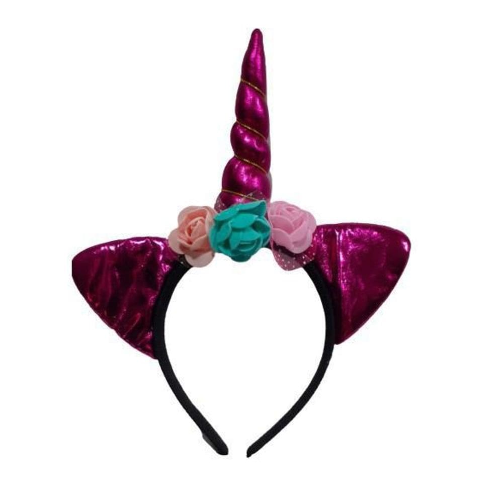 Arco Unicórnio Metalizado 3 Flores Infantil Festa E Fantasia