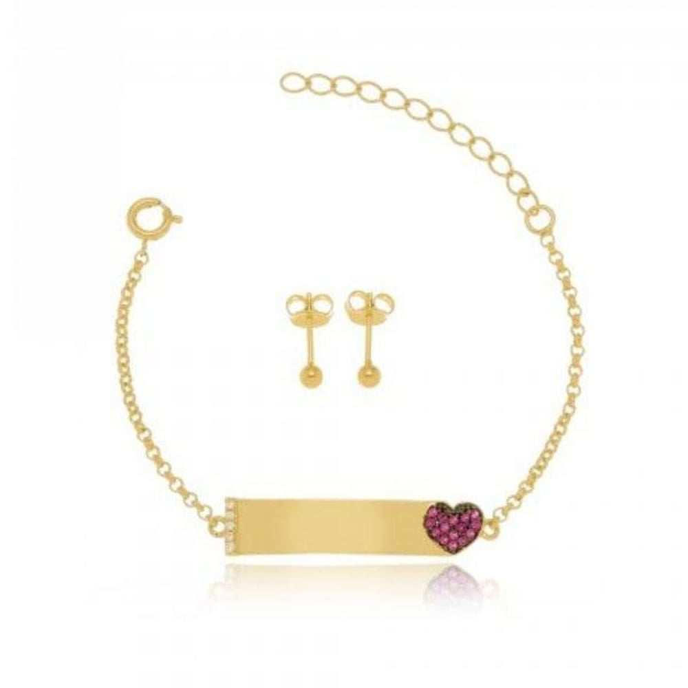 Kit Pulseira Infantil Menina Cravejado Personalizada Banhado