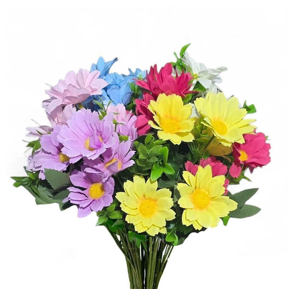 Kit 6 Buquês Mini Margarida Artificial Decoração Coloridas