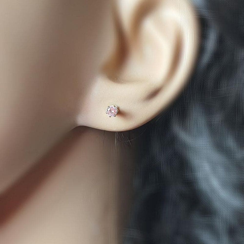 Brinco Lonely Three Solitário Cristal Folheado A Ouro 18K