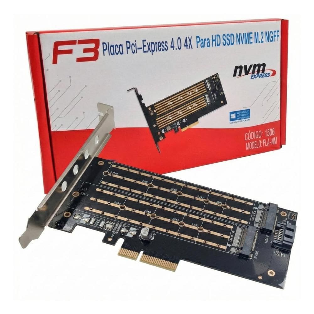 Placa Controladora M.2 NVMe para PCI-E X4 - F3 PLA-NM-1506