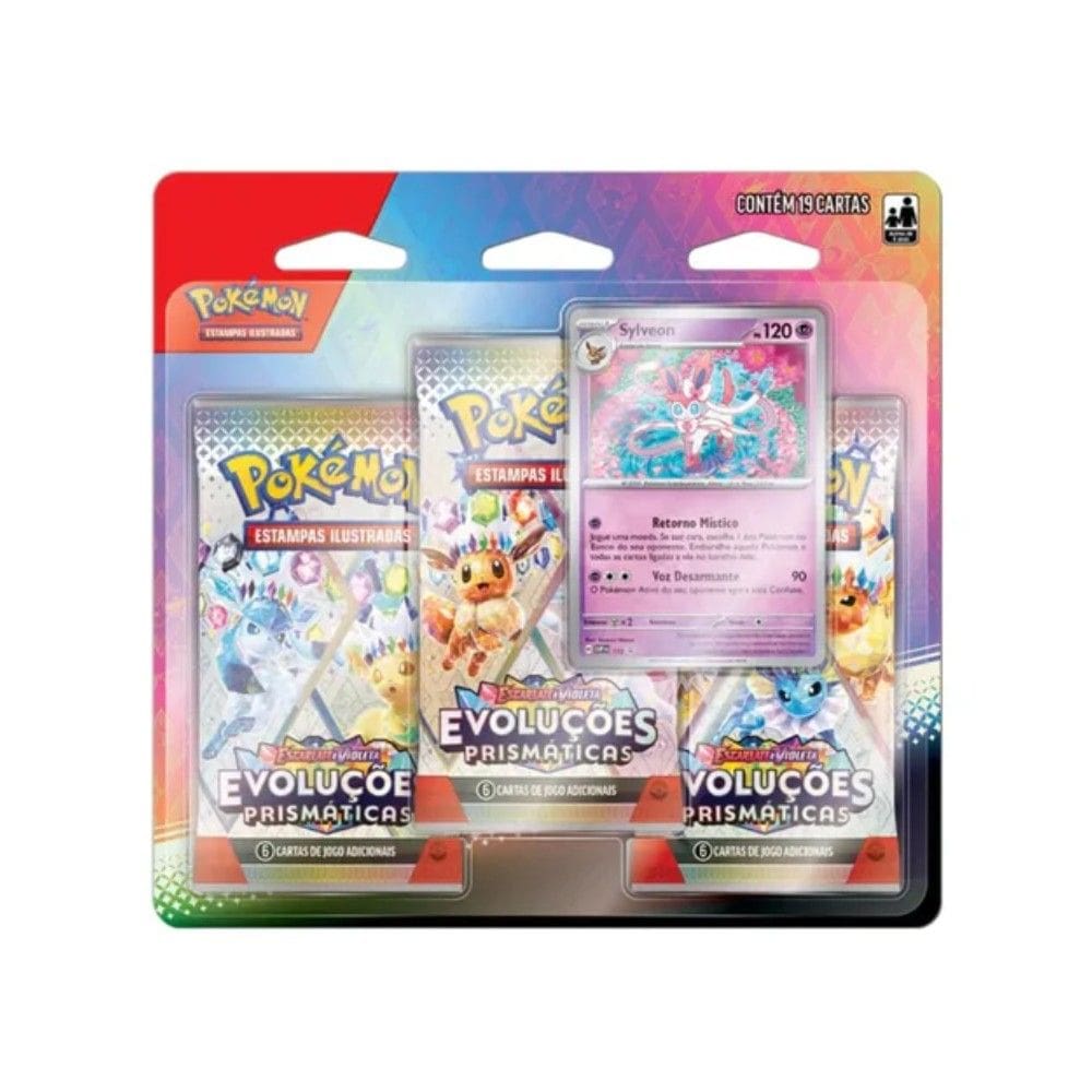 Pokémon Blister Triplo Escarlate e Violeta 8.5 Evoluções Prismáticas Jogo de Cartas Copag