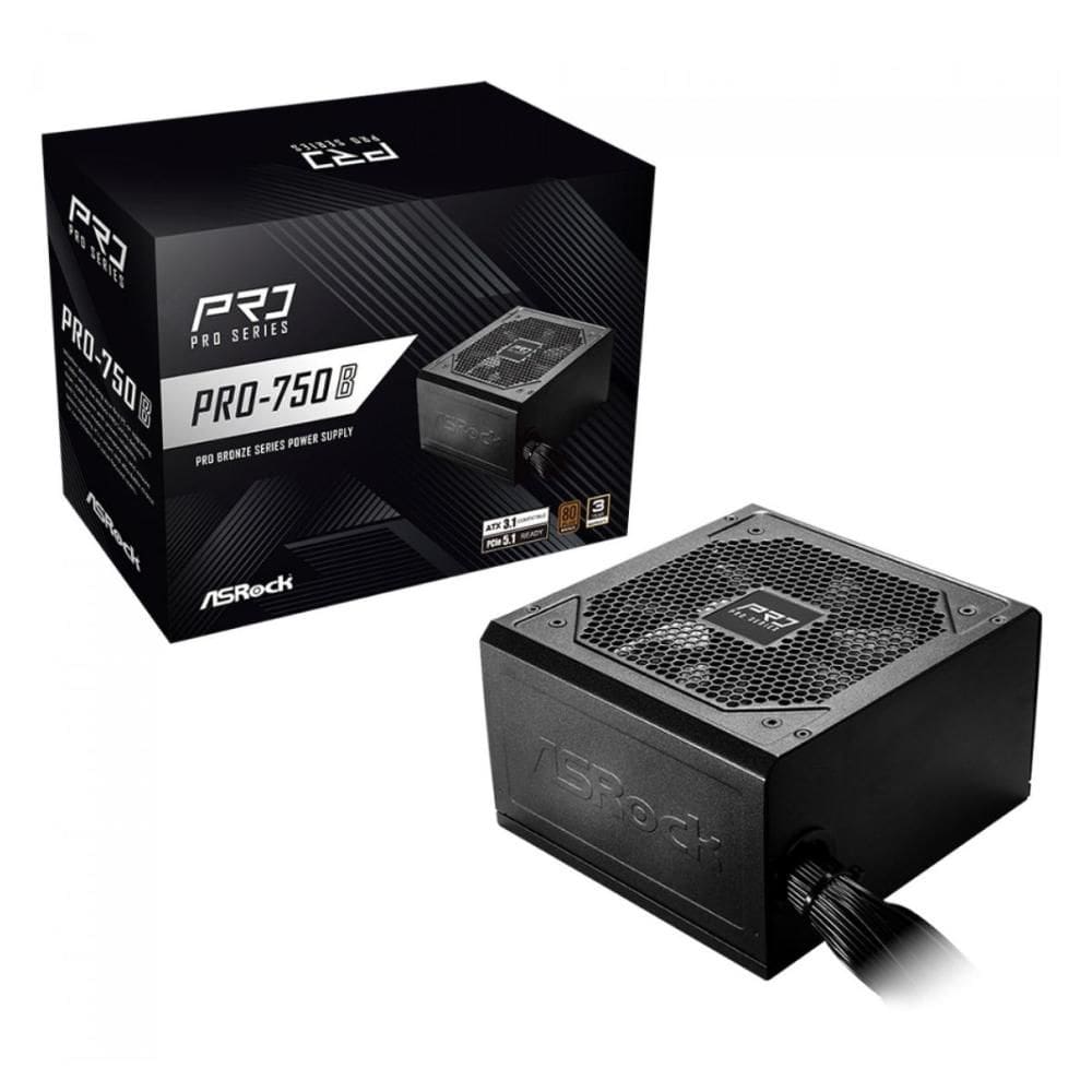 Fonte 750W ASRock PRO-750B - PFC Ativo - ATX 3.1 - PCIe 5.1 - 80 PLUS® Bronze - 90-UXR075-BNBAA2