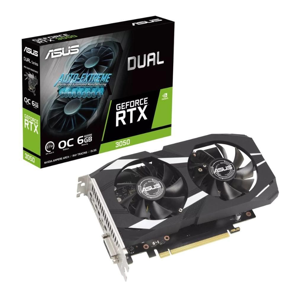 Placa de Vídeo GeForce RTX 3050 6GB GDDR6 96bits - Dual OC Edition - Asus 90YV0K60-M0NA00