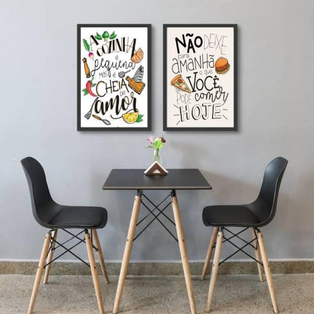 Kit 2 Quadros Decorativos Frases De Cozinha Humor 34x23cm