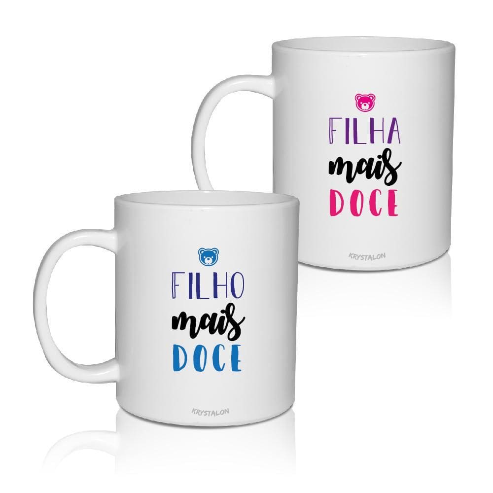Kit 2 Canecas Brancas Dia Das Crianças Filhos Doces
