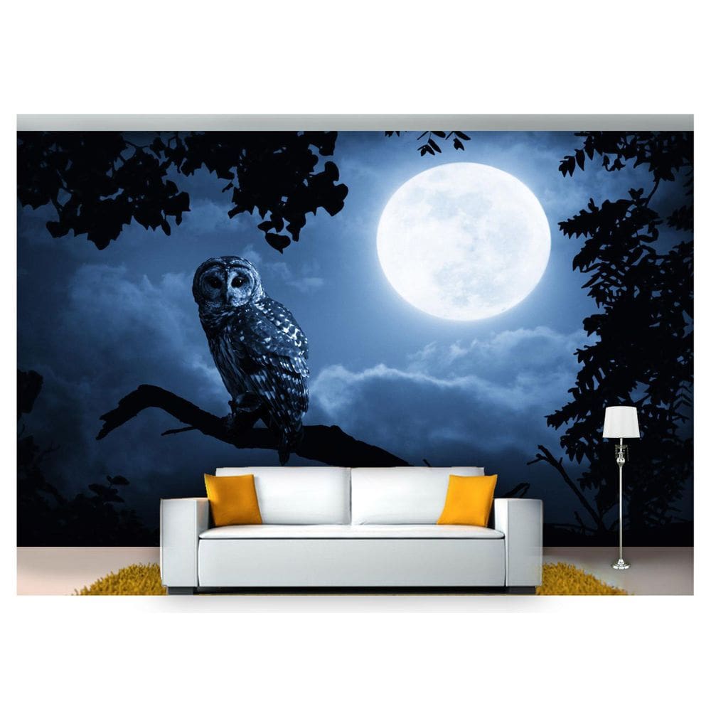 Papel De Parede Lua Cheia Noite Coruja Árvore  Lua17
