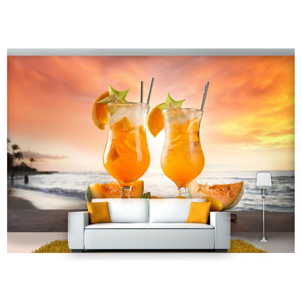 Papel De Parede Drinks Bebidas Praia Verão 3D Al100