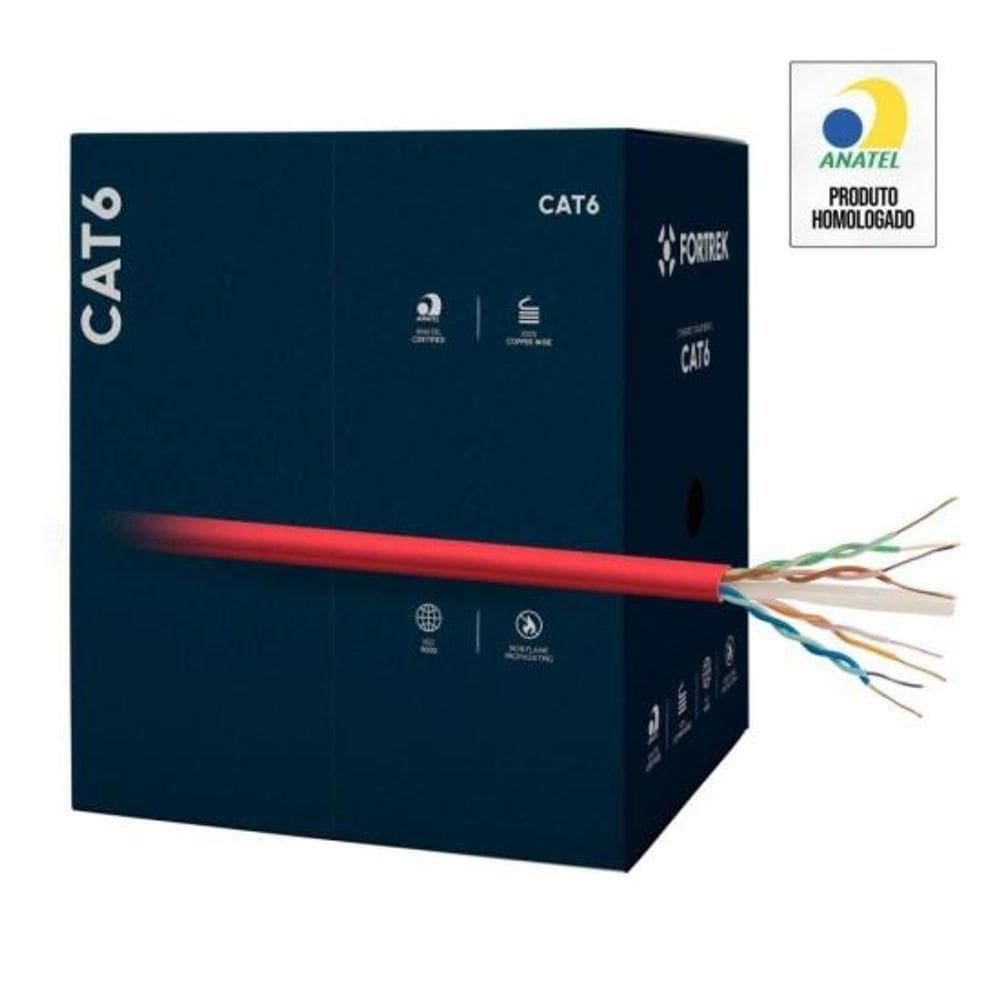 Cabo De Rede Cat6 305m Fortrek Fk 510c Cmx Vermelho - Cx - 305