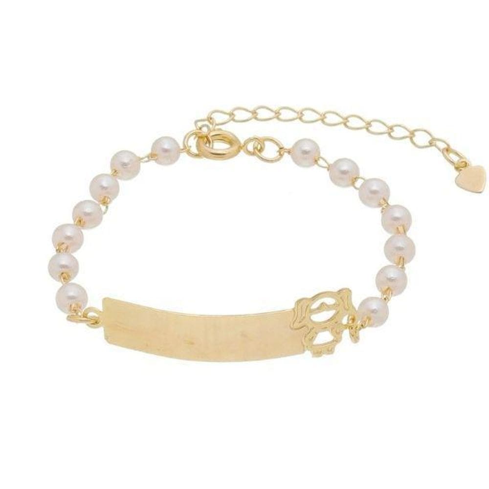 Pulseira Infantil Perola Menina Banhada A Ouro
