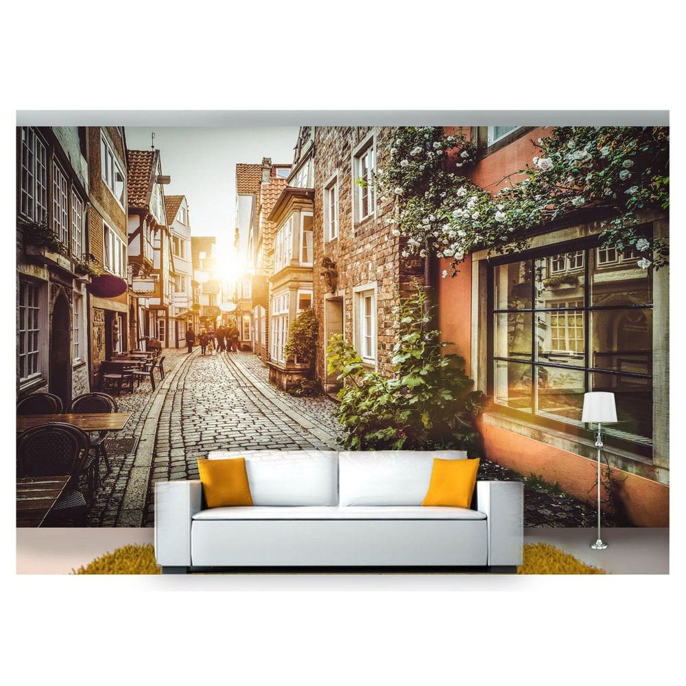 Papel De Parede Cidade Antiga Rua Européia 3D Cda08